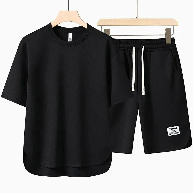 Kacper | Dwuczęściowy zestaw męski t-shirt i szorty z regulowanym sznurkiem