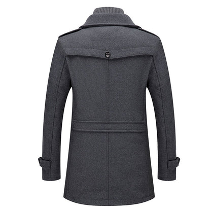 Płaszcz męski zimowy wełniany z wysokim kołnierzem i ociepleniem 9