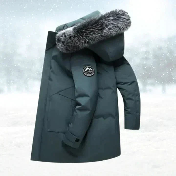 Płaszcz zimowy męski parka z kapturem i futrzanym kołnierzem wodoodporny 5