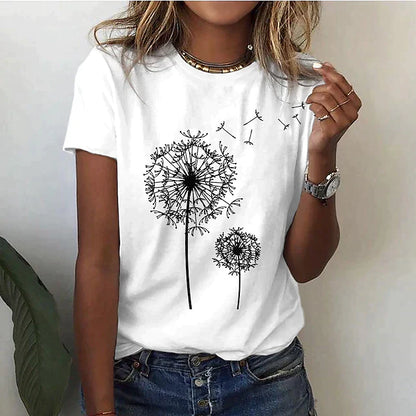Natalia | T-shirt damski z okrągłym dekoltem i krótkim rękawem