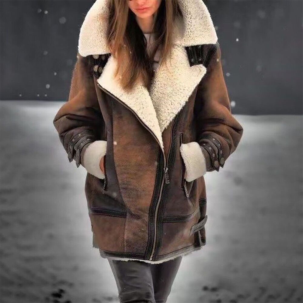Zuzanna | Płaszcz zimowy damski z futerkiem shearling