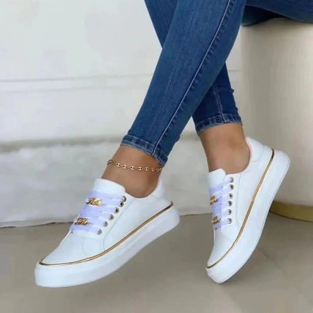 Sneakersy damskie eleganckie ze złotym detalem i lekką podeszwą 1