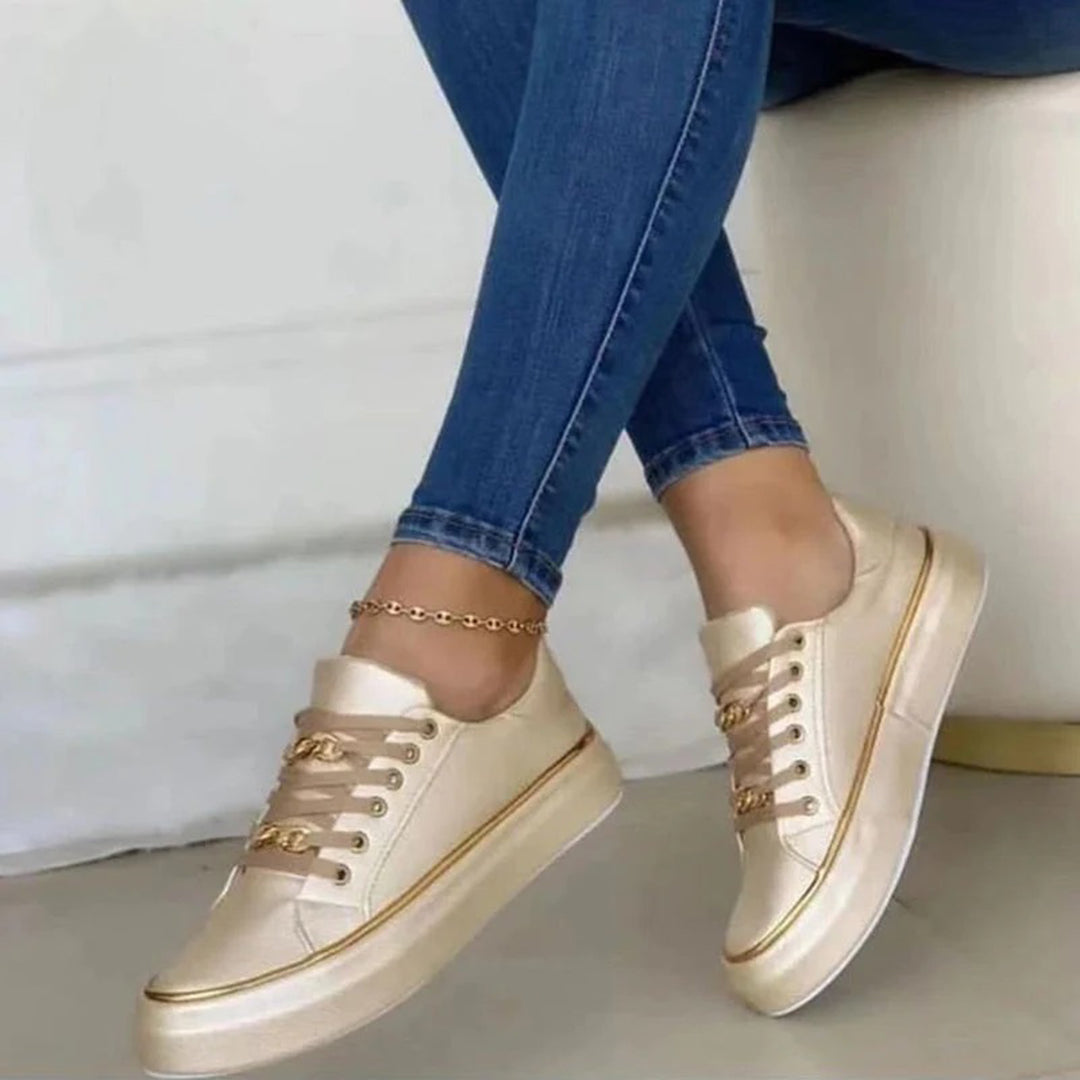 Sneakersy damskie eleganckie ze złotym detalem i lekką podeszwą 2