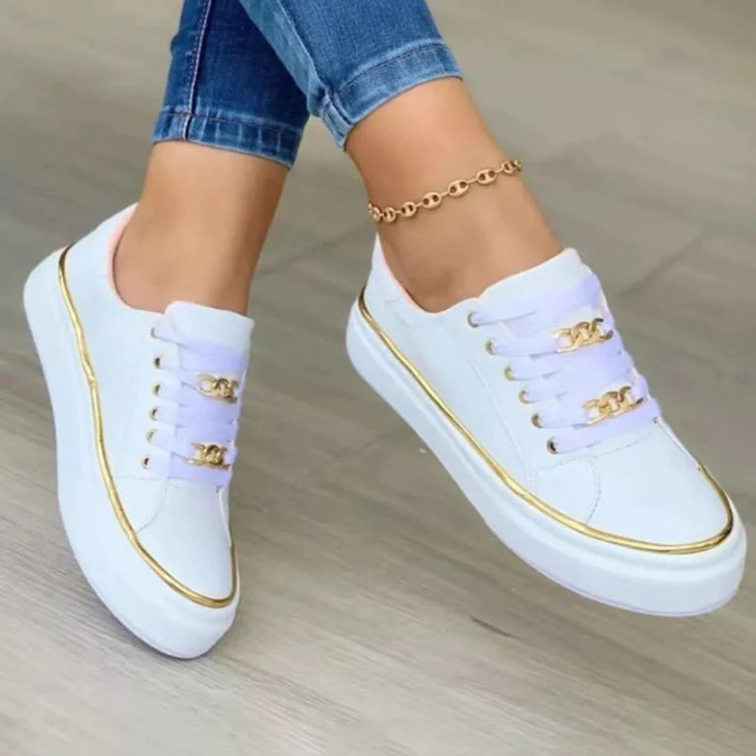Sneakersy damskie eleganckie ze złotym detalem i lekką podeszwą 4