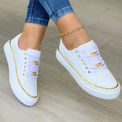 Sneakersy damskie eleganckie ze złotym detalem i lekką podeszwą 4
