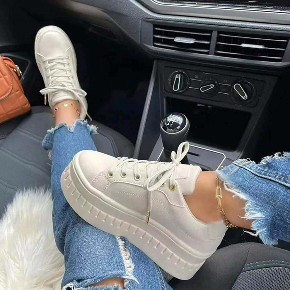Sneakersy damskie na grubej podeszwie sznurowane wygodne 3