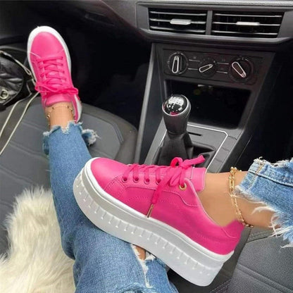 Sneakersy damskie na grubej podeszwie sznurowane wygodne 4