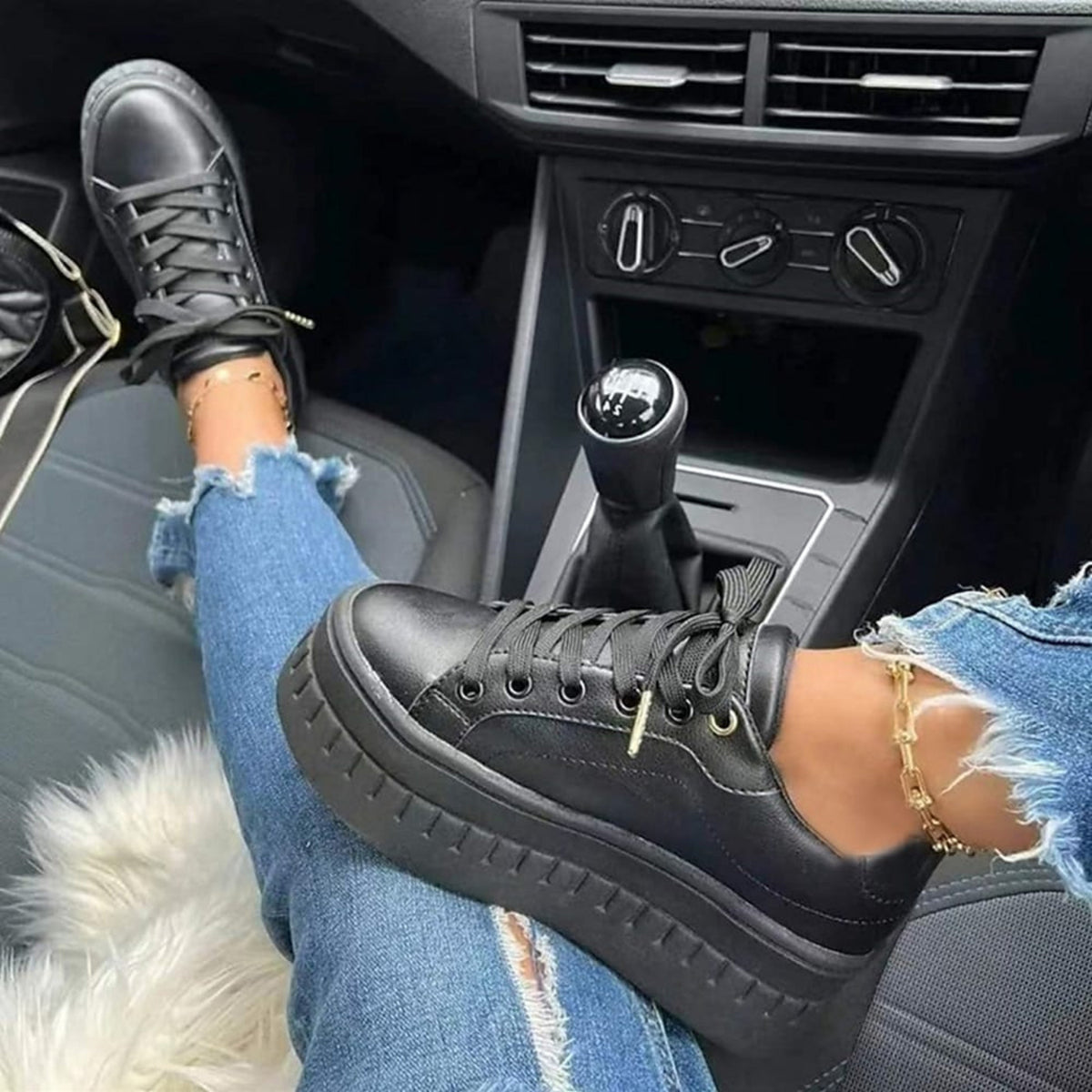 Sneakersy damskie na grubej podeszwie sznurowane wygodne 6