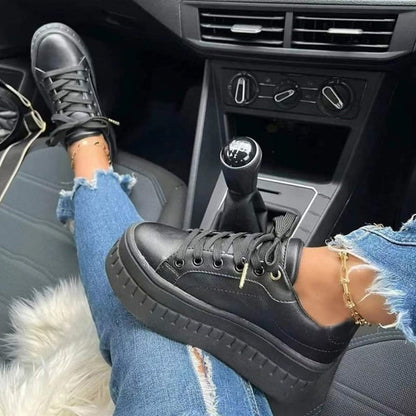 Sneakersy damskie na grubej podeszwie sznurowane wygodne 6