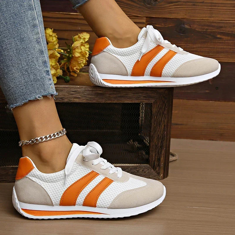 Sneakersy damskie niskie sznurowane z siateczkowym wierzchem 4