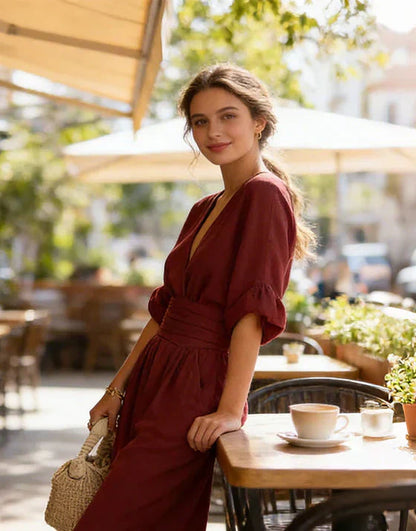 Klaudia | Kombinezon damski elegancki z szerokimi nogawkami