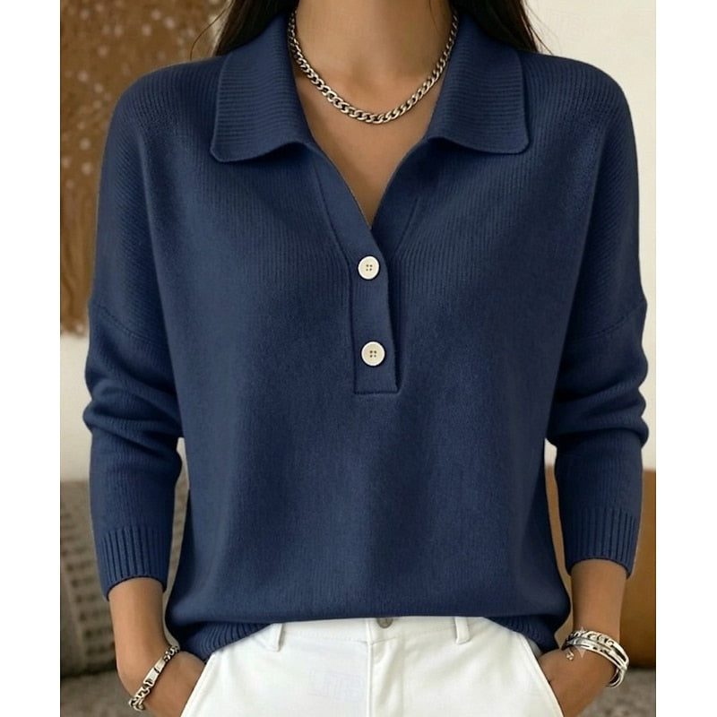 Sweter damski dzianinowy polo z kołnierzem zapinany na guziki 5