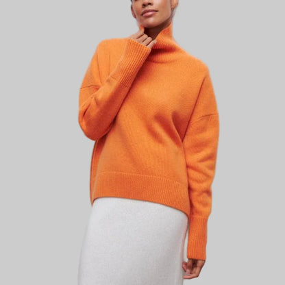Sweter damski z golfem gruby dzianinowy 2