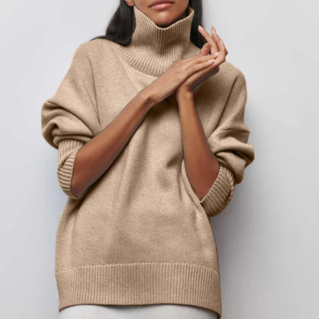 Sweter damski z golfem gruby dzianinowy 3