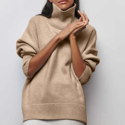 Sweter damski z golfem gruby dzianinowy 3
