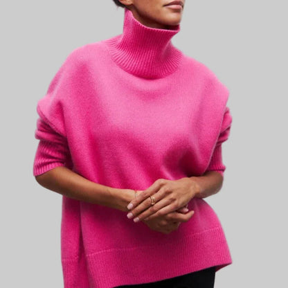 Sweter damski z golfem gruby dzianinowy 4