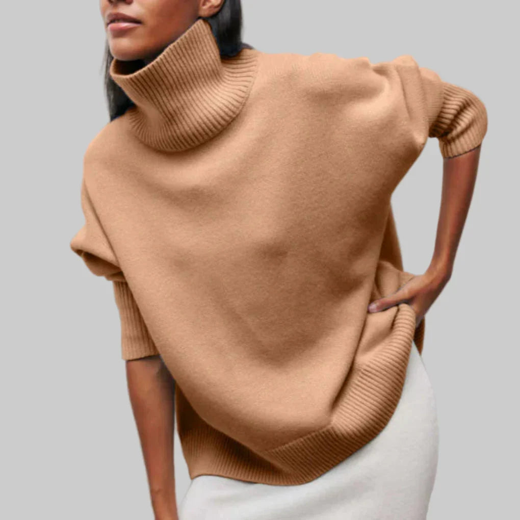 Sweter damski z golfem gruby dzianinowy 5