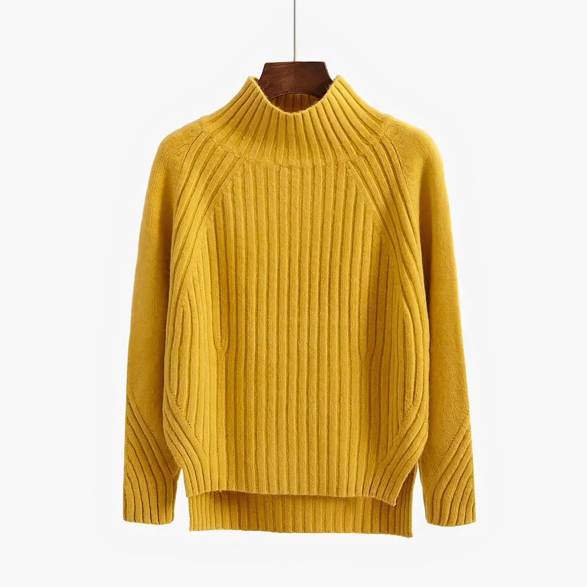 Sweter damski z grubej dzianiny półgolf prążkowany oversize 1