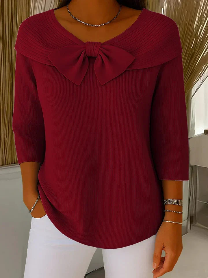 Sweter damski z kokardą elegancki wełniany 1