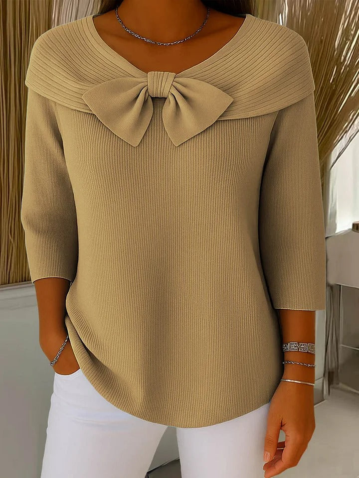 Sweter damski z kokardą elegancki wełniany 4