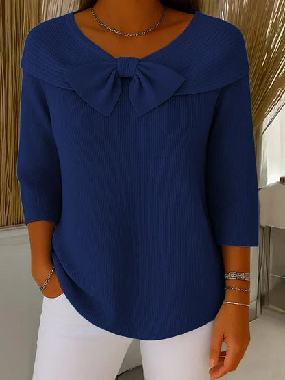 Sweter damski z kokardą elegancki wełniany 5