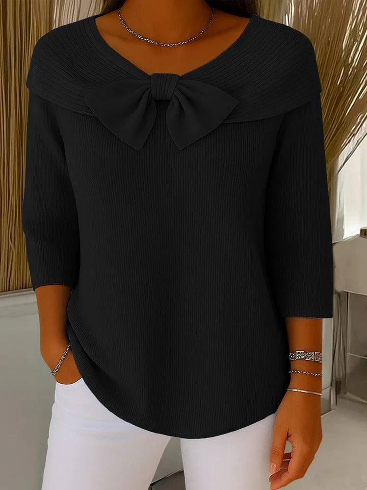 Sweter damski z kokardą elegancki wełniany 6