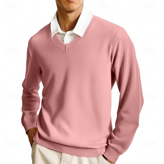 Sweter męski dzianinowy w serek 1