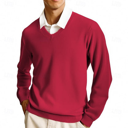 Sweter męski dzianinowy w serek 10