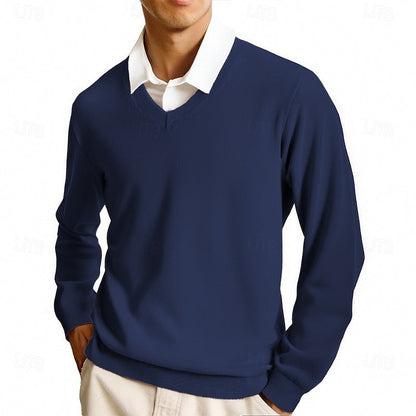 Sweter męski dzianinowy w serek 11