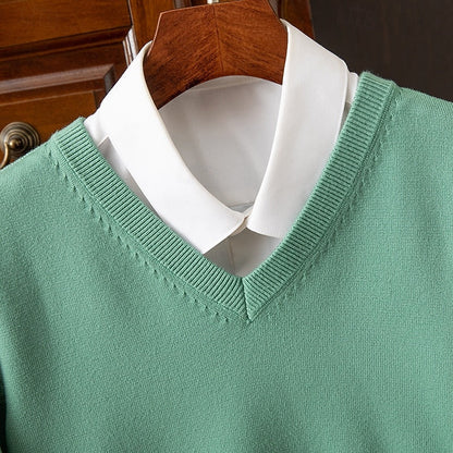 Sweter męski dzianinowy w serek 13