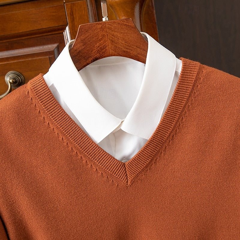 Sweter męski dzianinowy w serek 14