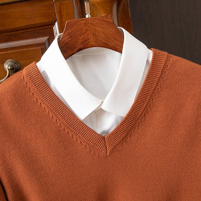 Sweter męski dzianinowy w serek 14