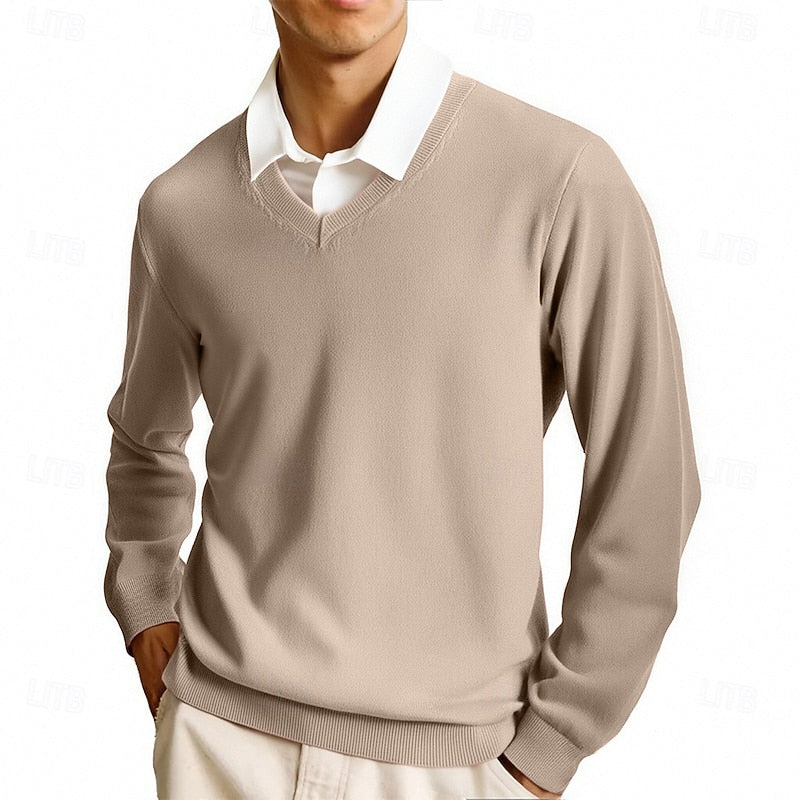 Sweter męski dzianinowy w serek 2