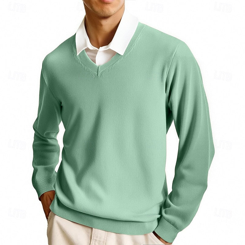 Sweter męski dzianinowy w serek 3