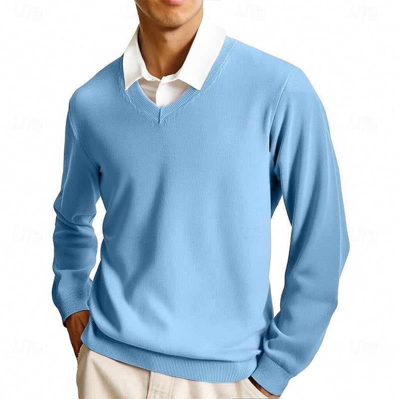 Sweter męski dzianinowy w serek 4