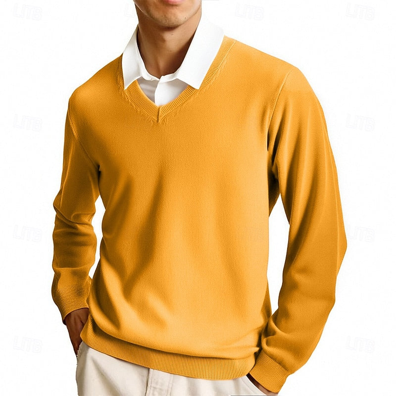 Sweter męski dzianinowy w serek 5