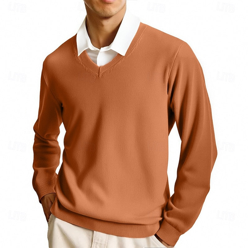 Sweter męski dzianinowy w serek 6