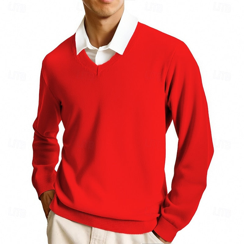 Sweter męski dzianinowy w serek 7