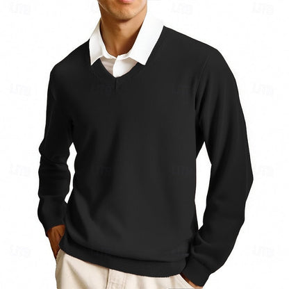 Sweter męski dzianinowy w serek 8