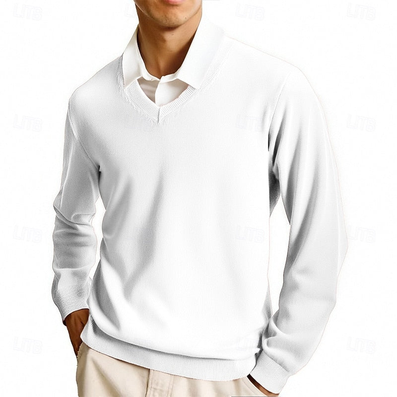 Sweter męski dzianinowy w serek 9