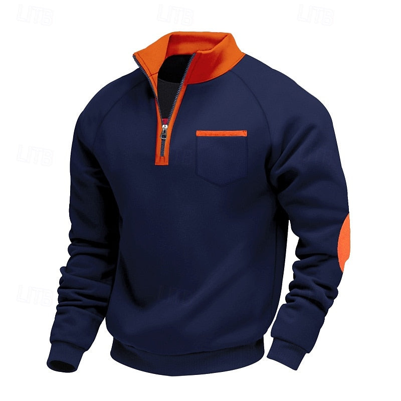 Sweter męski dzianinowy z krótkim zamkiem 1
