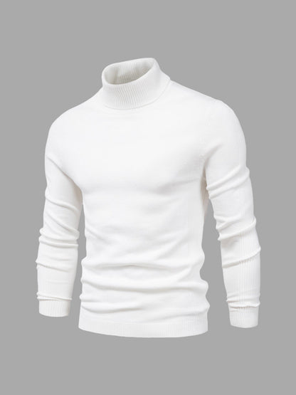Sweter męski golf bawełniany dopasowany z prążkowanymi ściągaczami 1