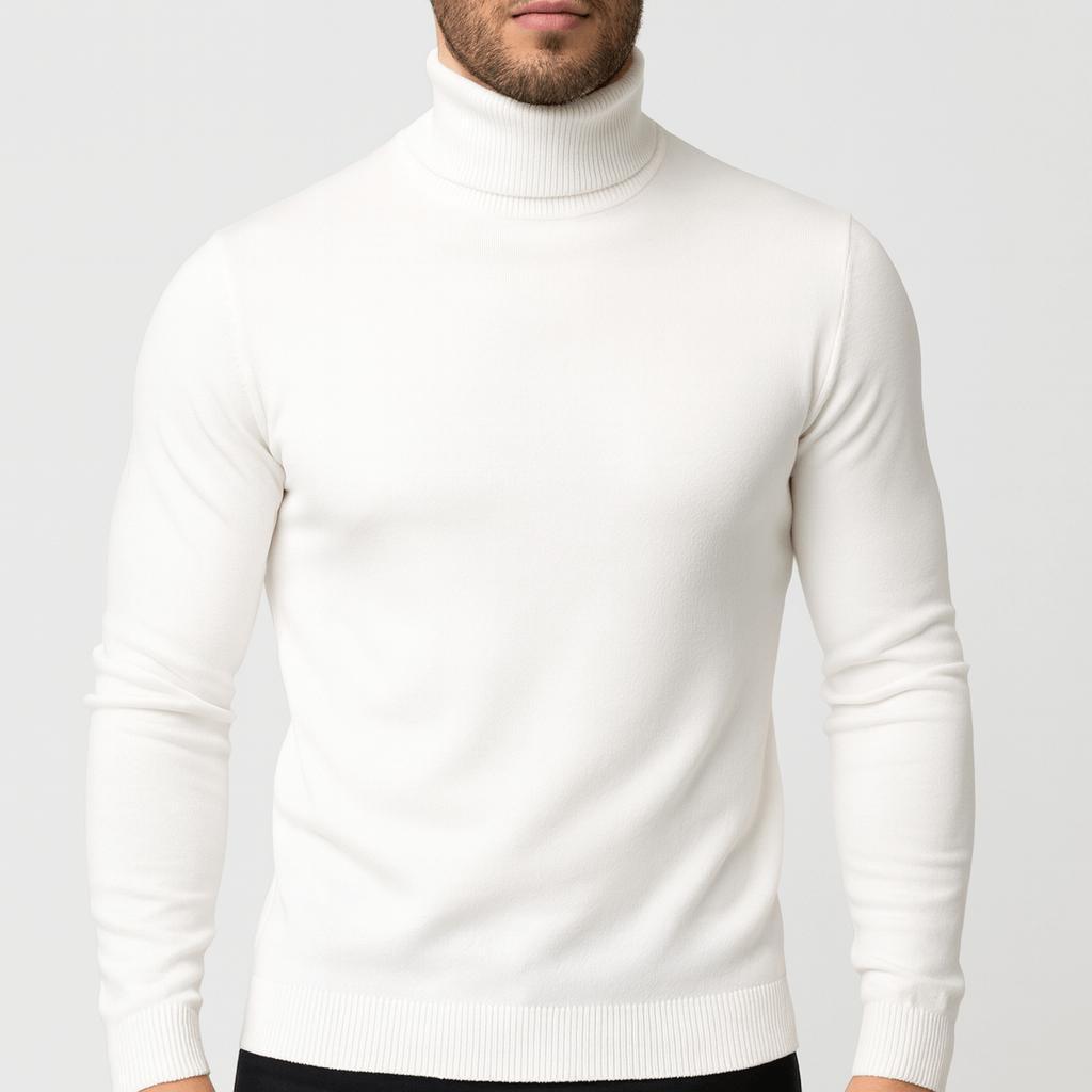 Sweter męski golf bawełniany lekki, cienka i oddychająca dzianina 1