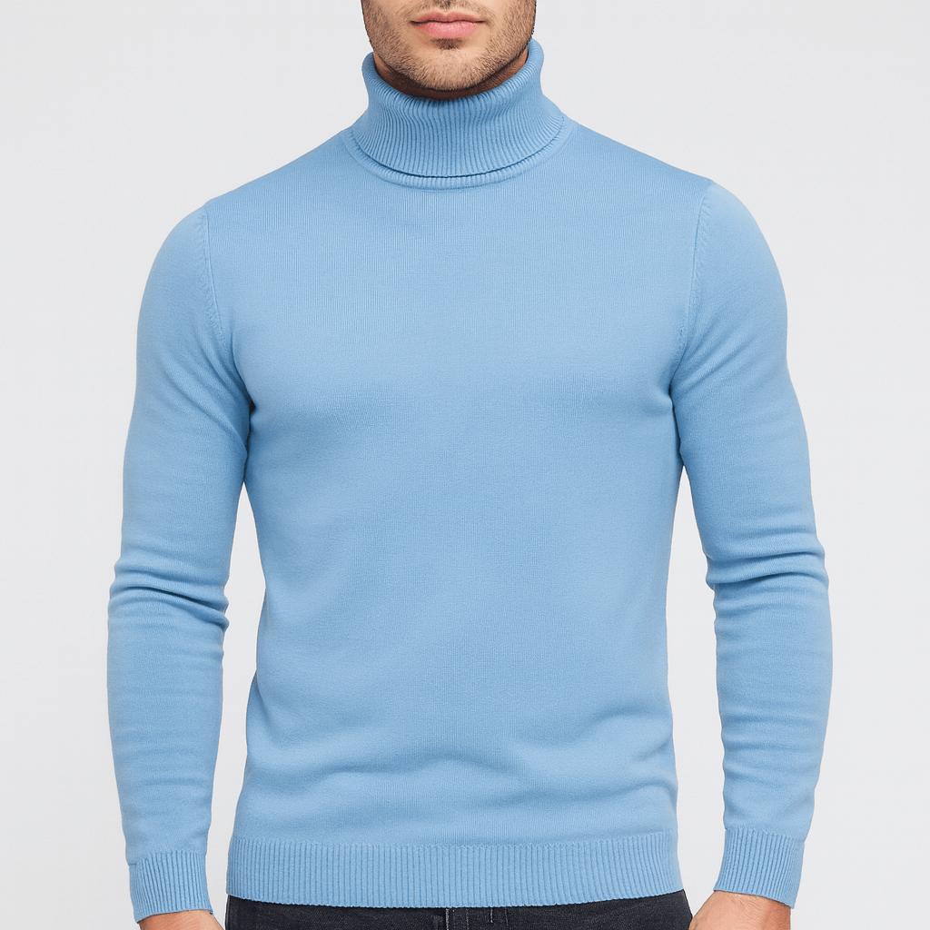 Sweter męski golf bawełniany lekki, cienka i oddychająca dzianina 3
