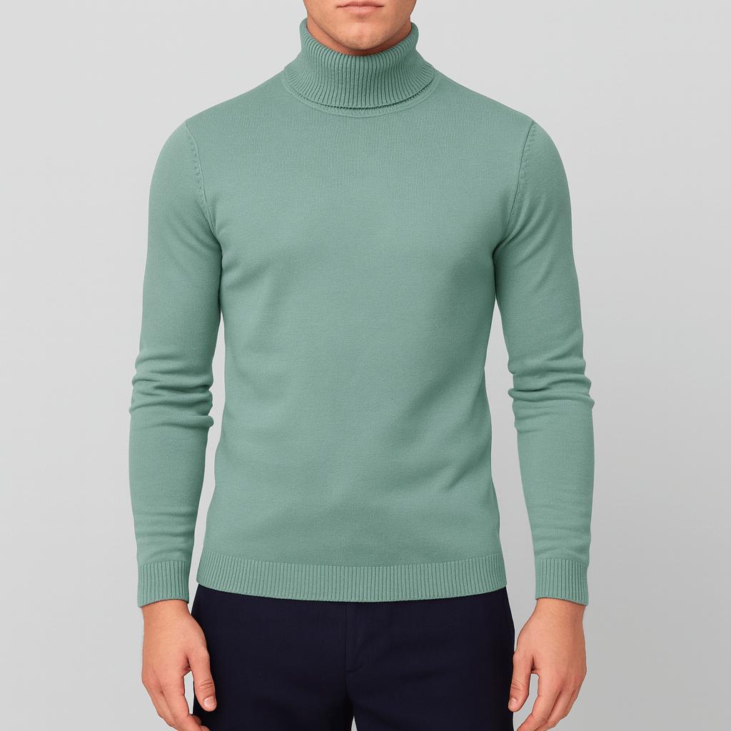 Sweter męski golf bawełniany lekki, cienka i oddychająca dzianina 4