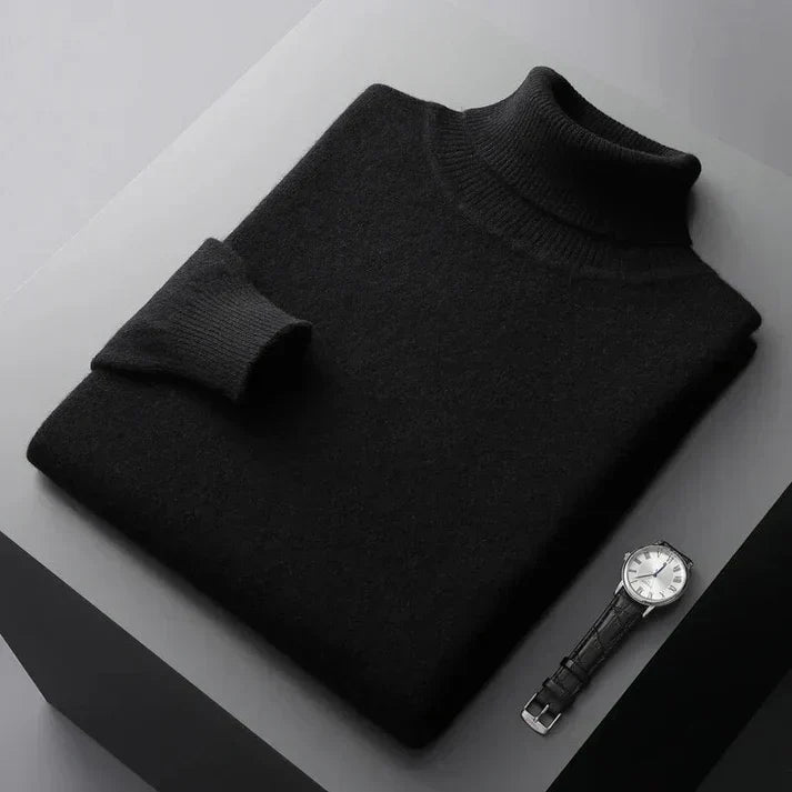 Sweter męski golf wełniany elegancki, miękki i dopasowany 2