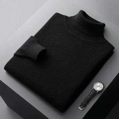 Sweter męski golf wełniany elegancki, miękki i dopasowany 2