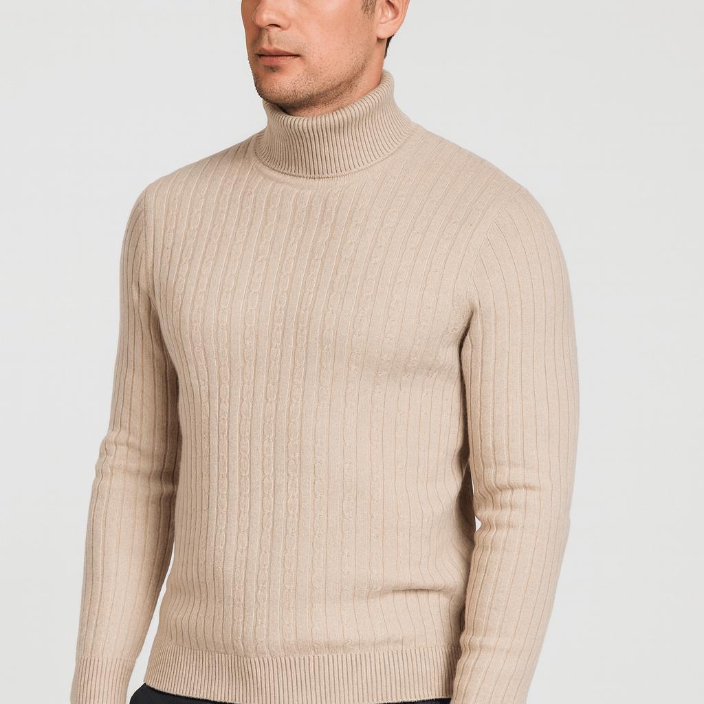 Sweter męski golf wełniany lekki, klasyczny dopasowany krój 1