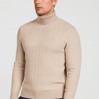 Sweter męski golf wełniany lekki, klasyczny dopasowany krój 1