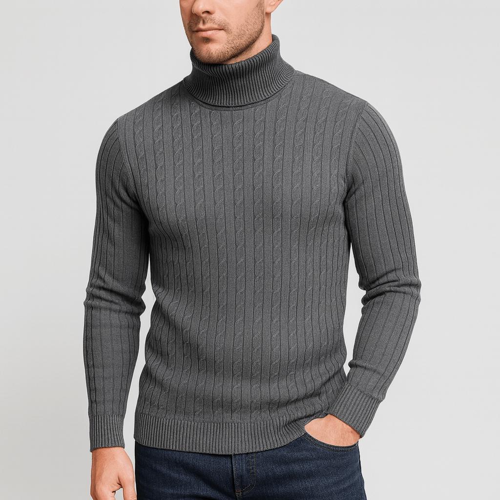 Sweter męski golf wełniany lekki, klasyczny dopasowany krój 2